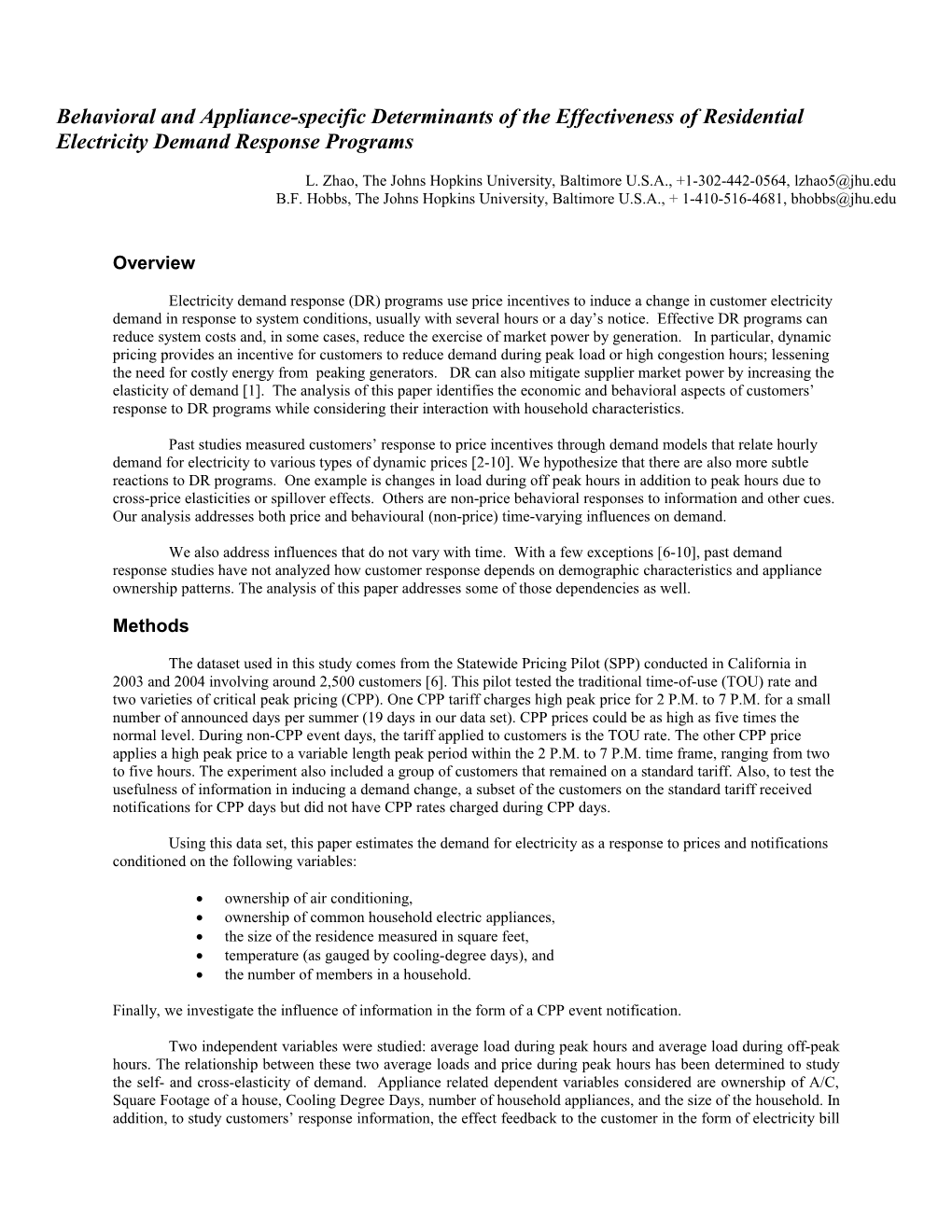 Behavioral and Appliance-Specific Determinants of the Effectiveness of Residential Electricity