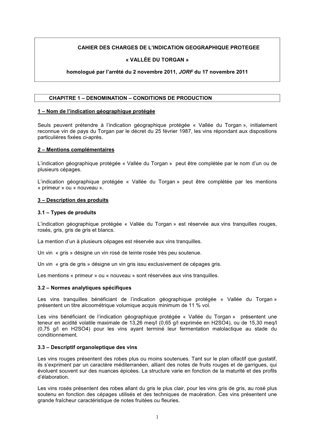 Cahier Des Charges De L′Indication Geographique Protegee