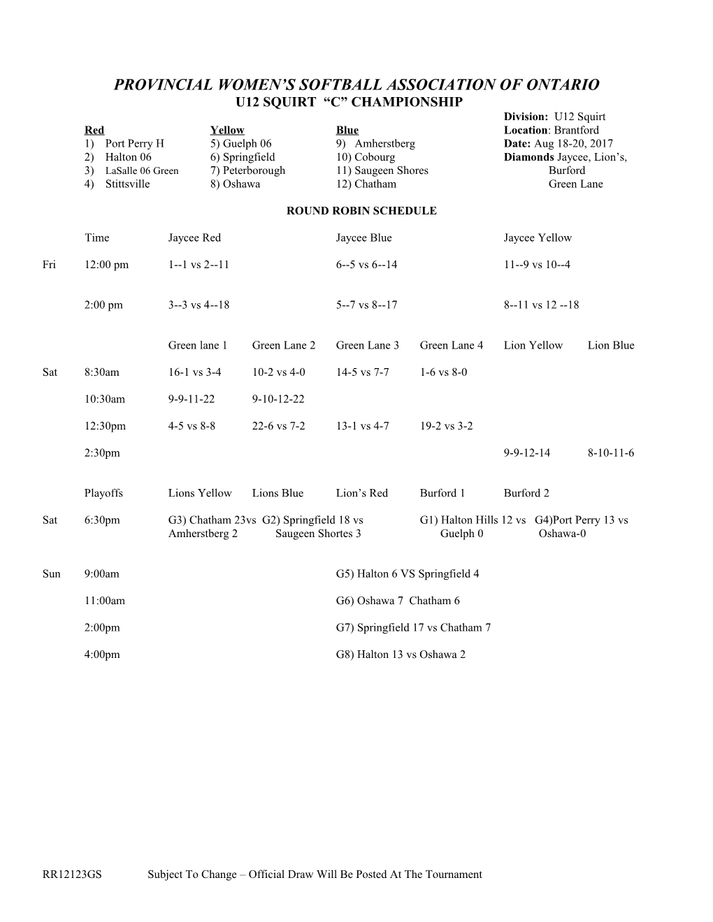 Provincial Women S Softball Association of Ontario