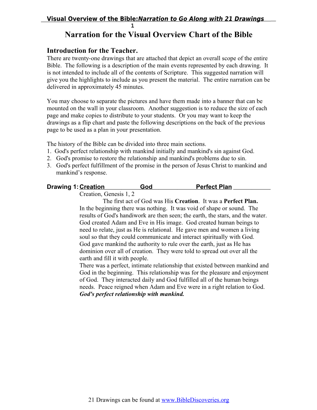 Narration for the Visual Overview Chart of the Bible