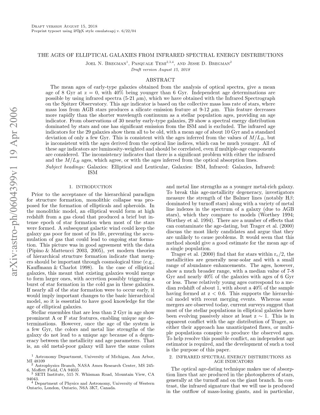 The Ages of Elliptical Galaxies from Infrared Spectral Energy Distributions