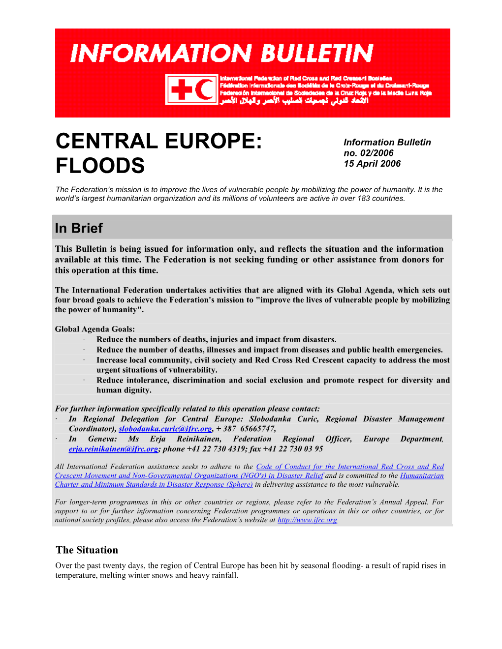 Central Europe Floods Information Bulletin 2