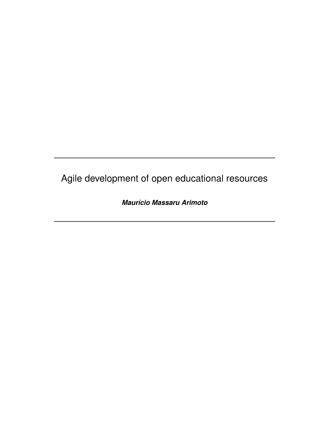 Agile Development of Open Educational Resources
