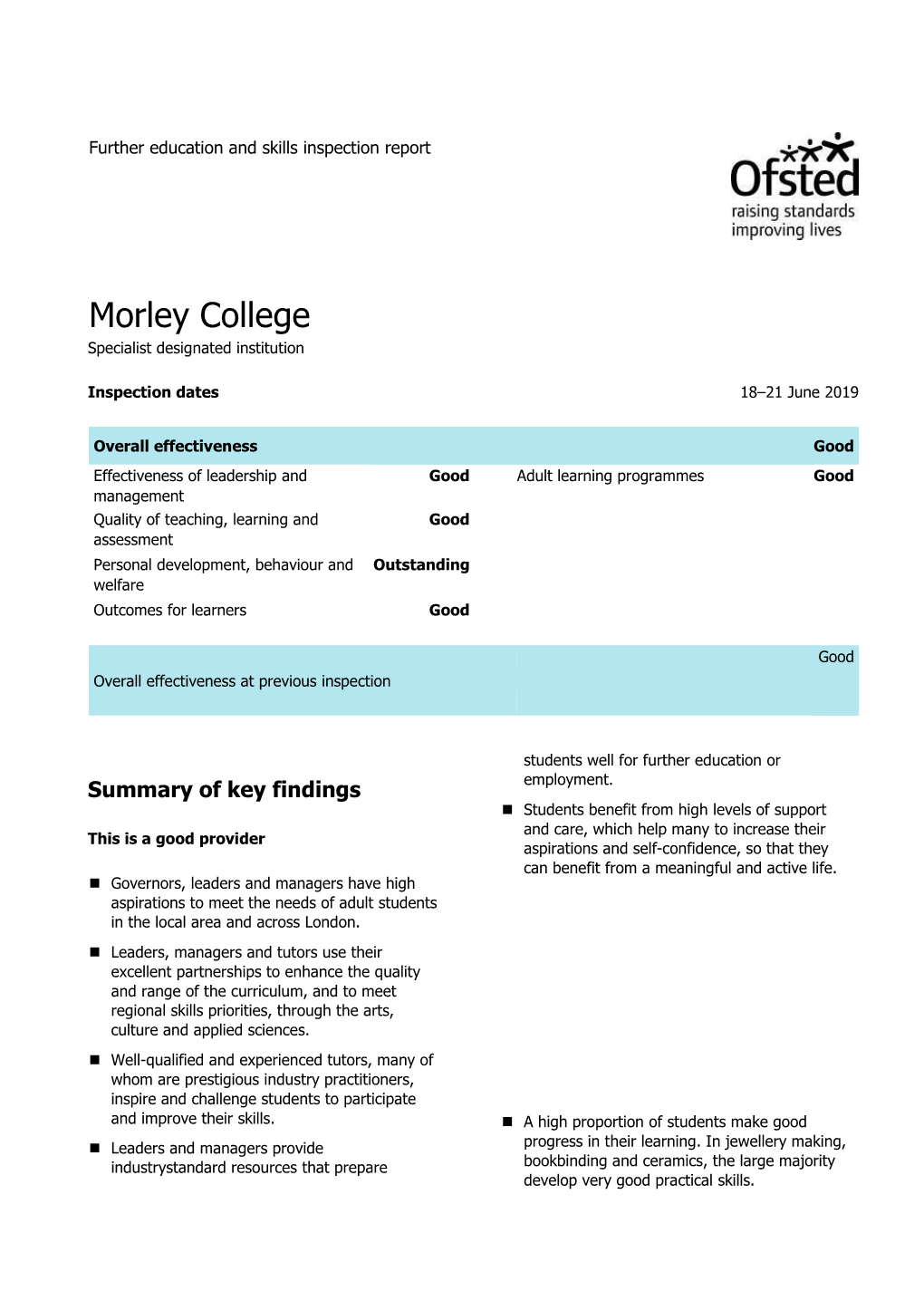 Morley College Specialist Designated Institution
