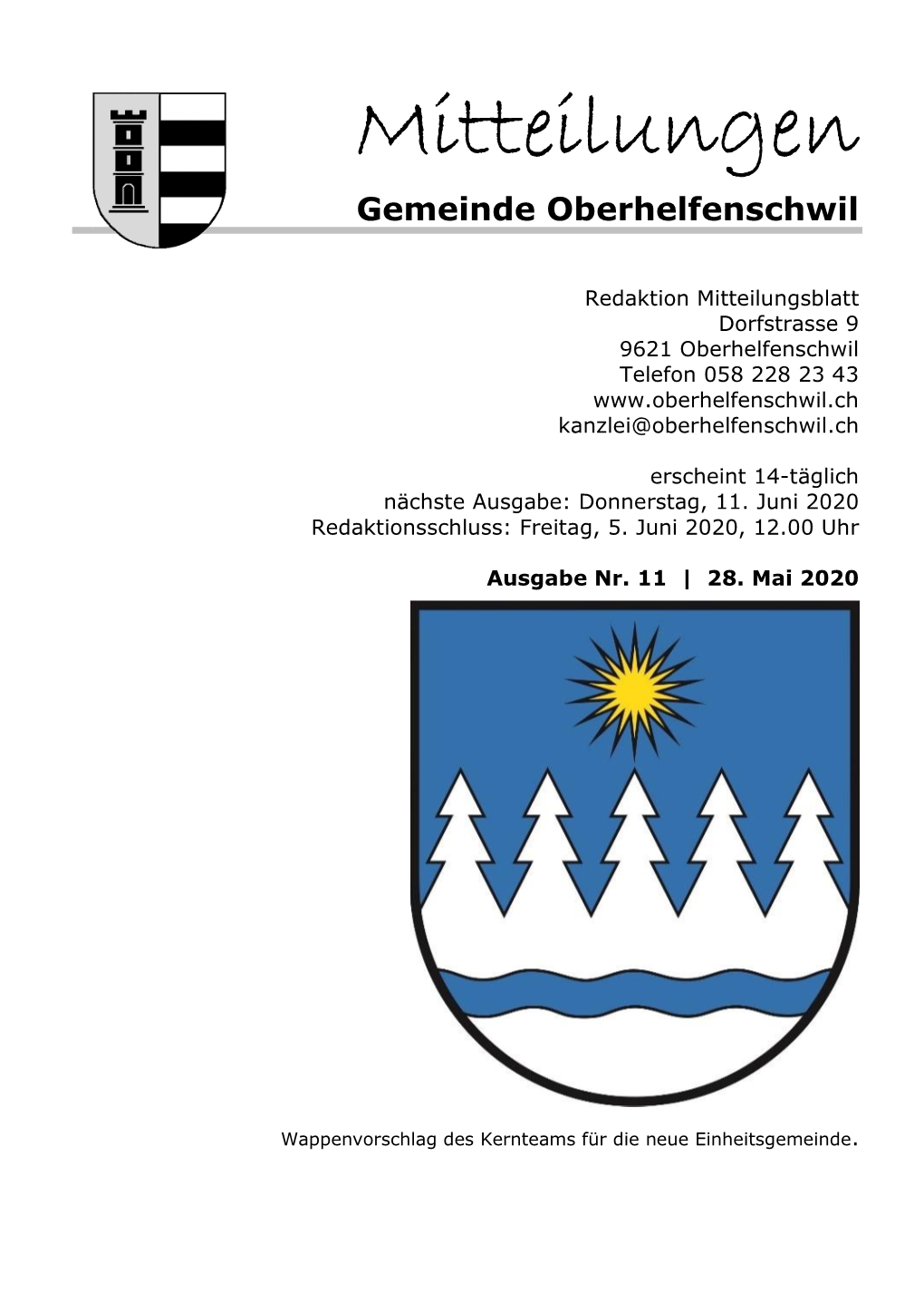 Mitteilungen Gemeinde Oberhelfenschwil