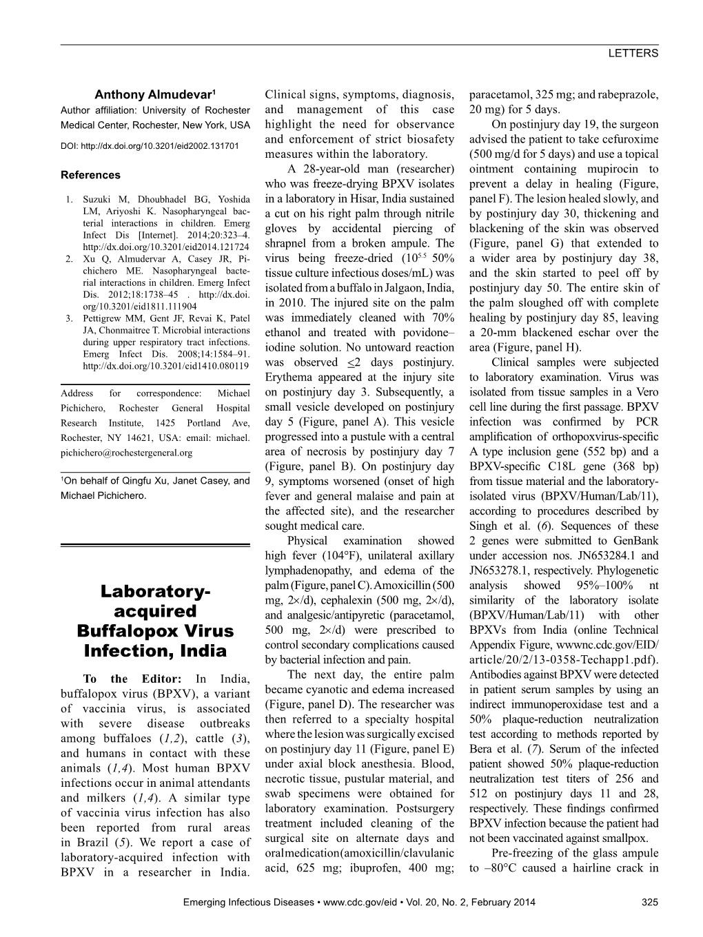 Laboratory- Acquired Buffalopox Virus Infection, India