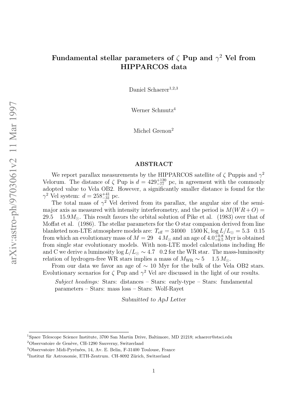 Arxiv:Astro-Ph/9703061V2 11 Mar 1997