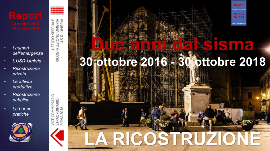 Report 30 Ottobre 2018. La Ricostruzione