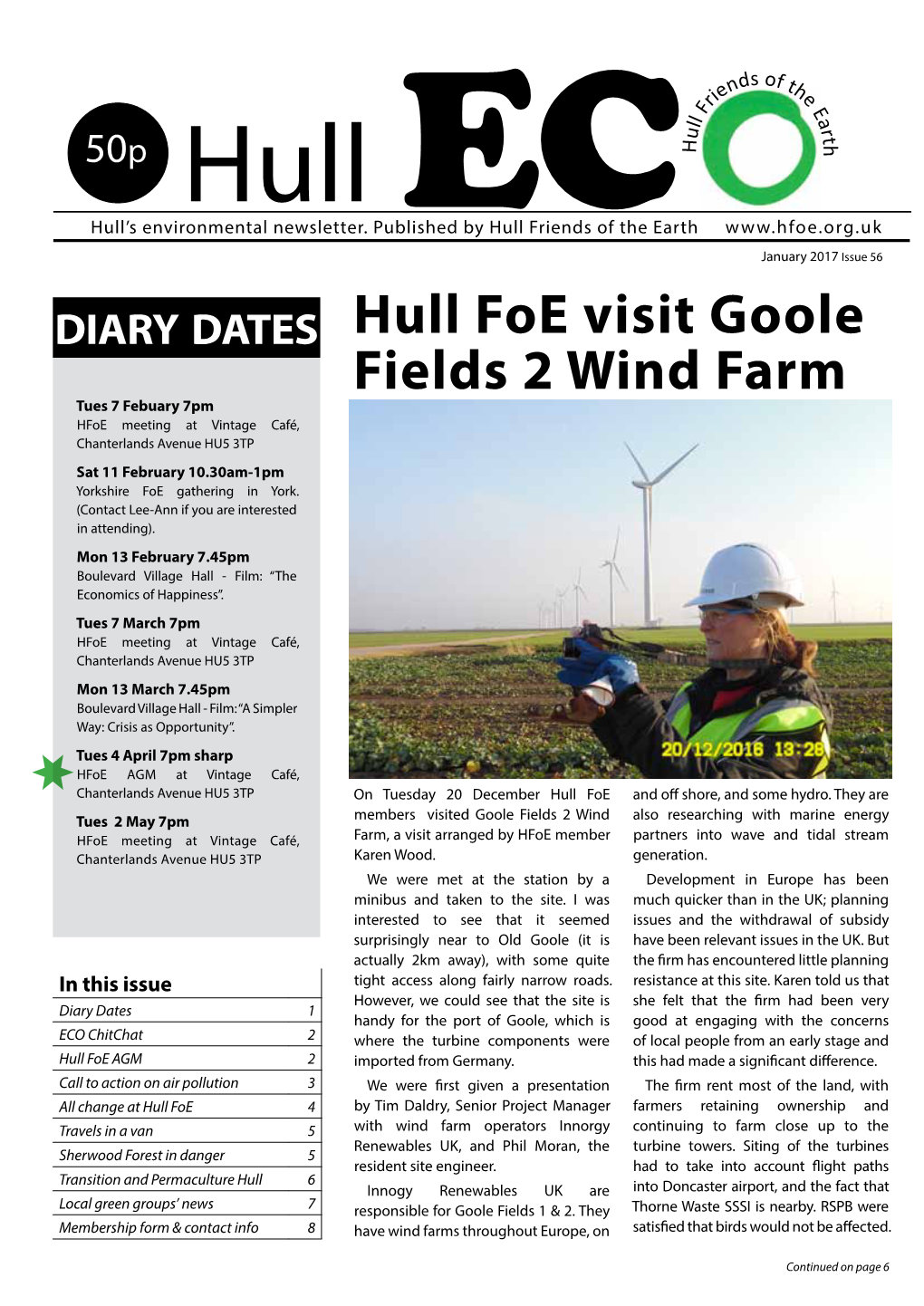 Hull Foe Visit Goole Fields 2 Wind Farm