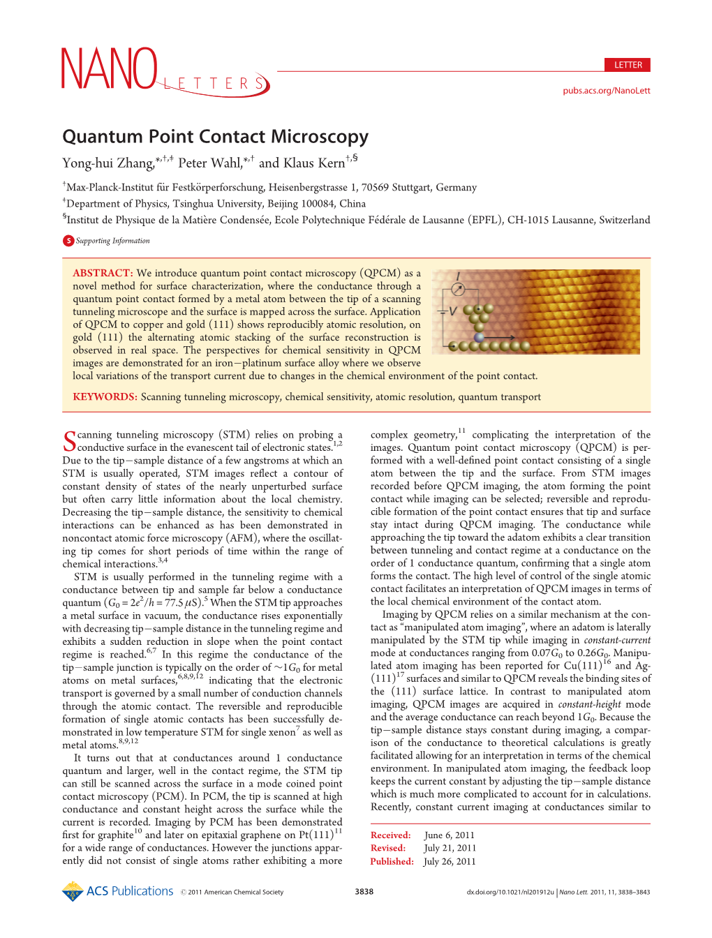 Quantum Point Contact Microscopy