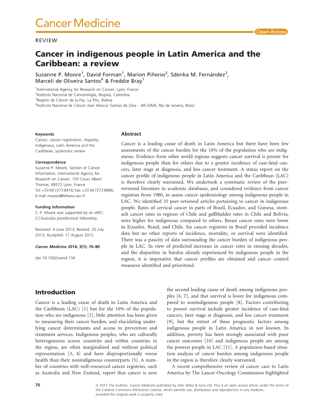 Cancer in Indigenous People in Latin America and the Caribbean: a Review Suzanne P