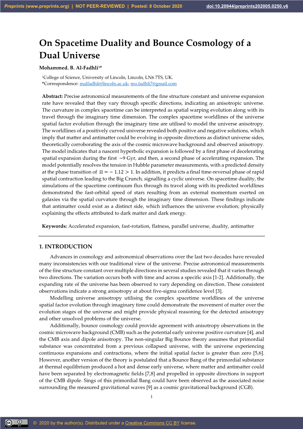 On Spacetime Duality and Bounce Cosmology of a Dual Universe