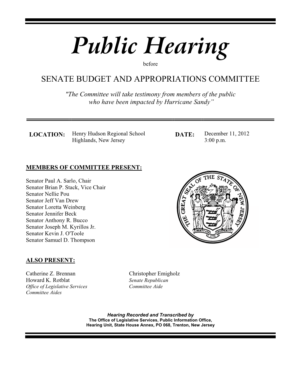 Public Hearing Before