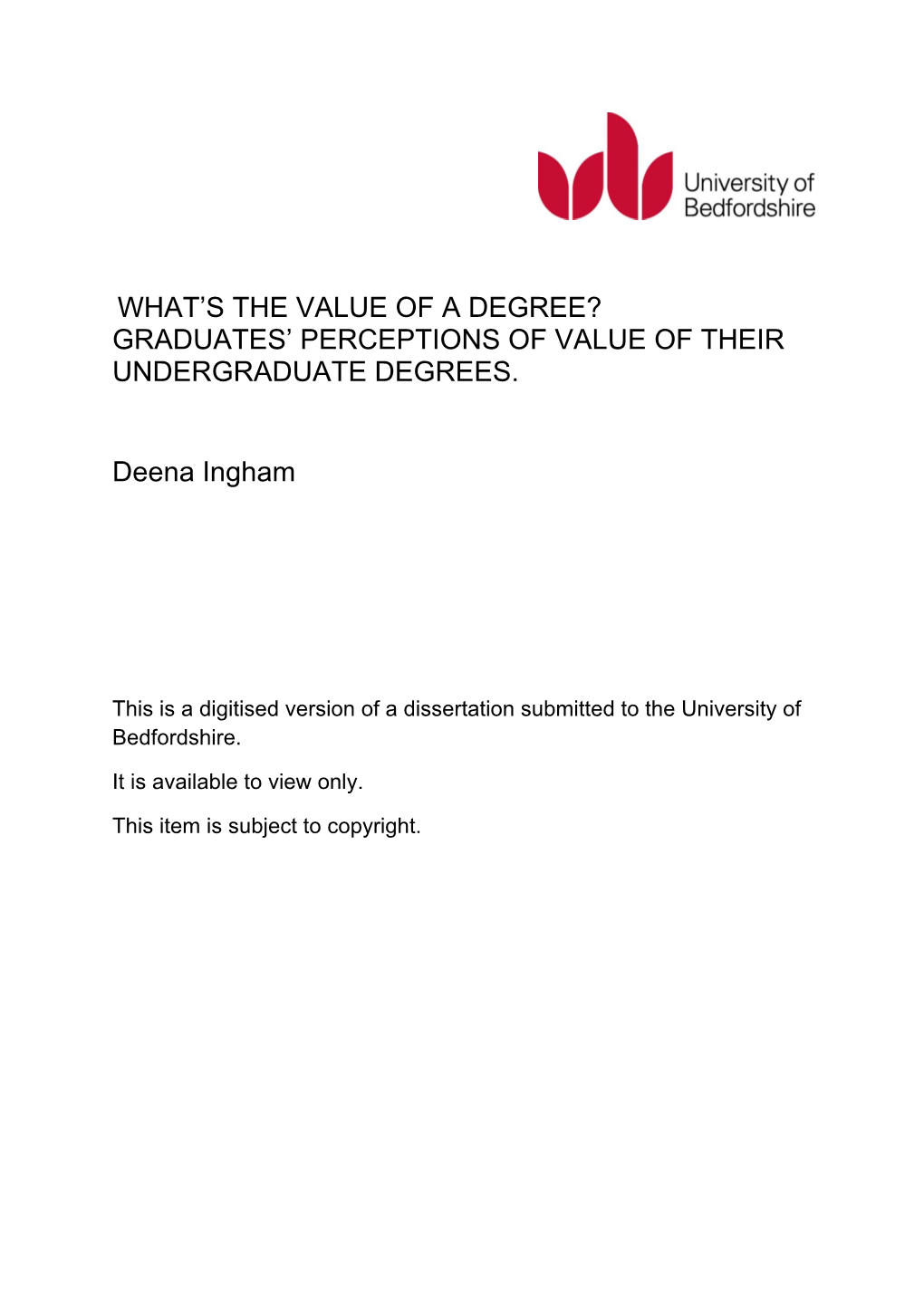 Graduates' Perceptions of Value of Their