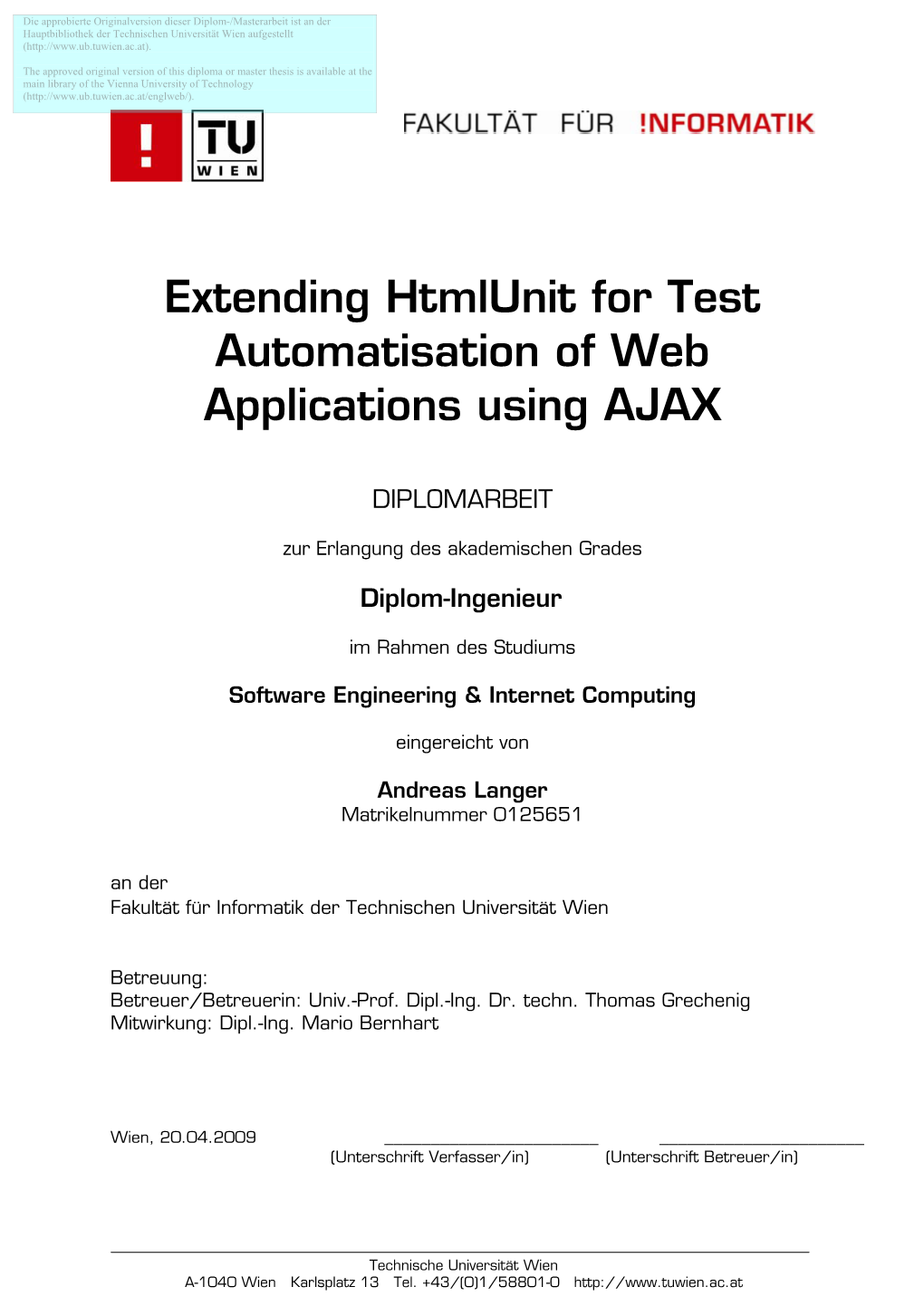 Extending Htmlunit for Test Automatisation of Web Applications Using AJAX