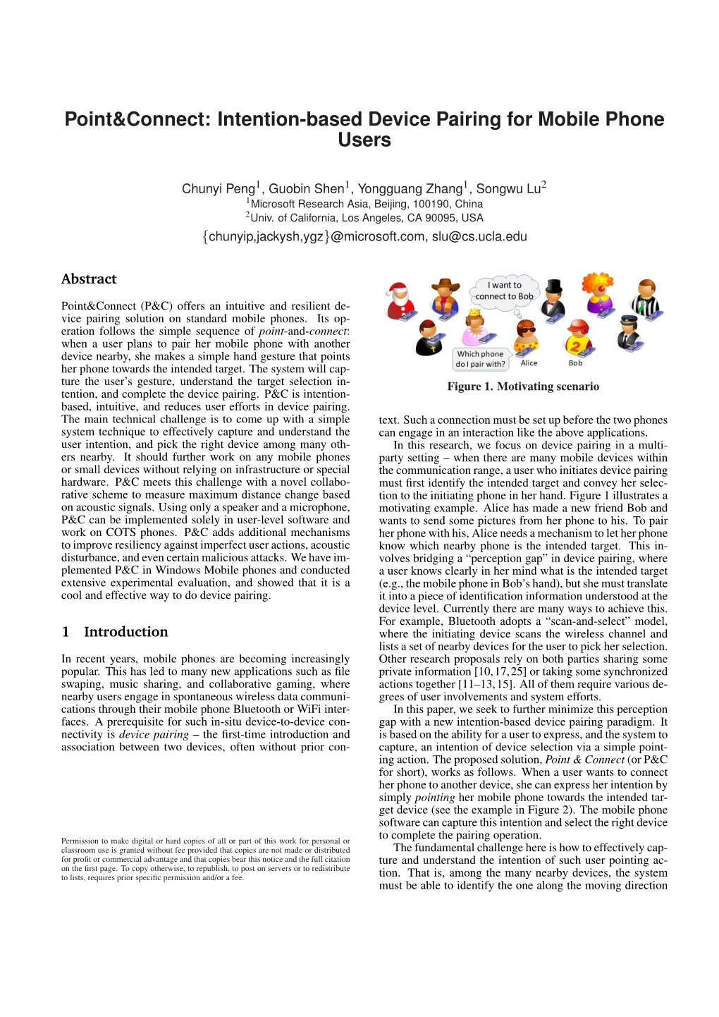 Intention-Based Device Pairing for Mobile Phone Users