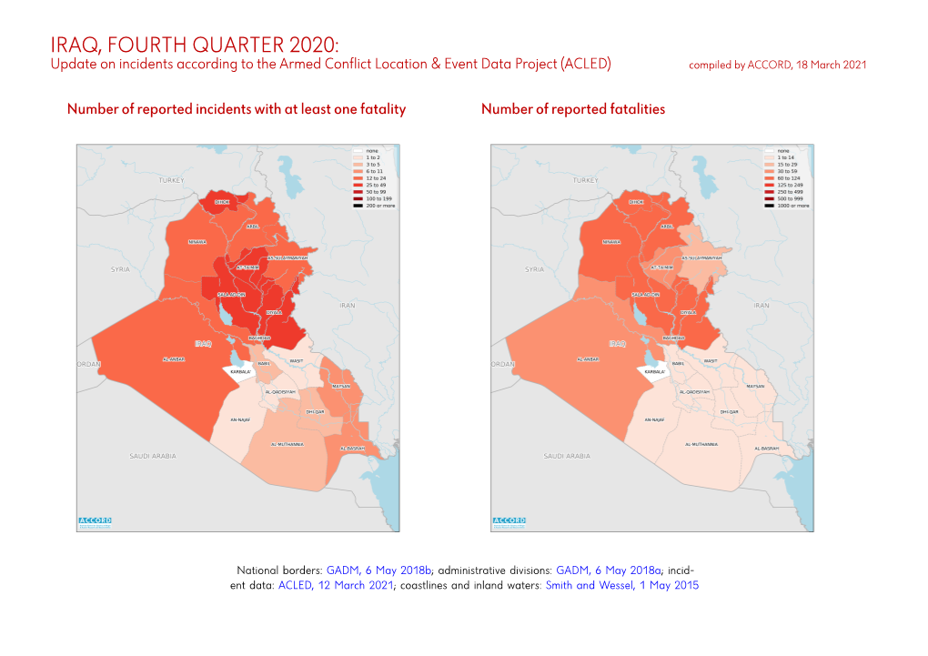 IRAQ, FOURTH QUARTER 2020: Update on Incidents According to the Armed Conflict Location & Event Data Project (ACLED) Compiled by ACCORD, 18 March 2021