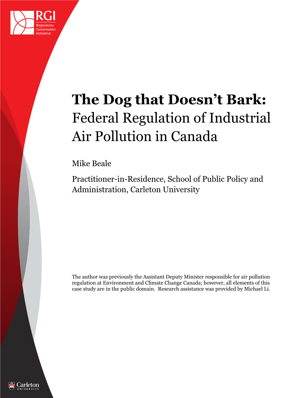 Federal Regulation of Industrial Air Pollution in Canada