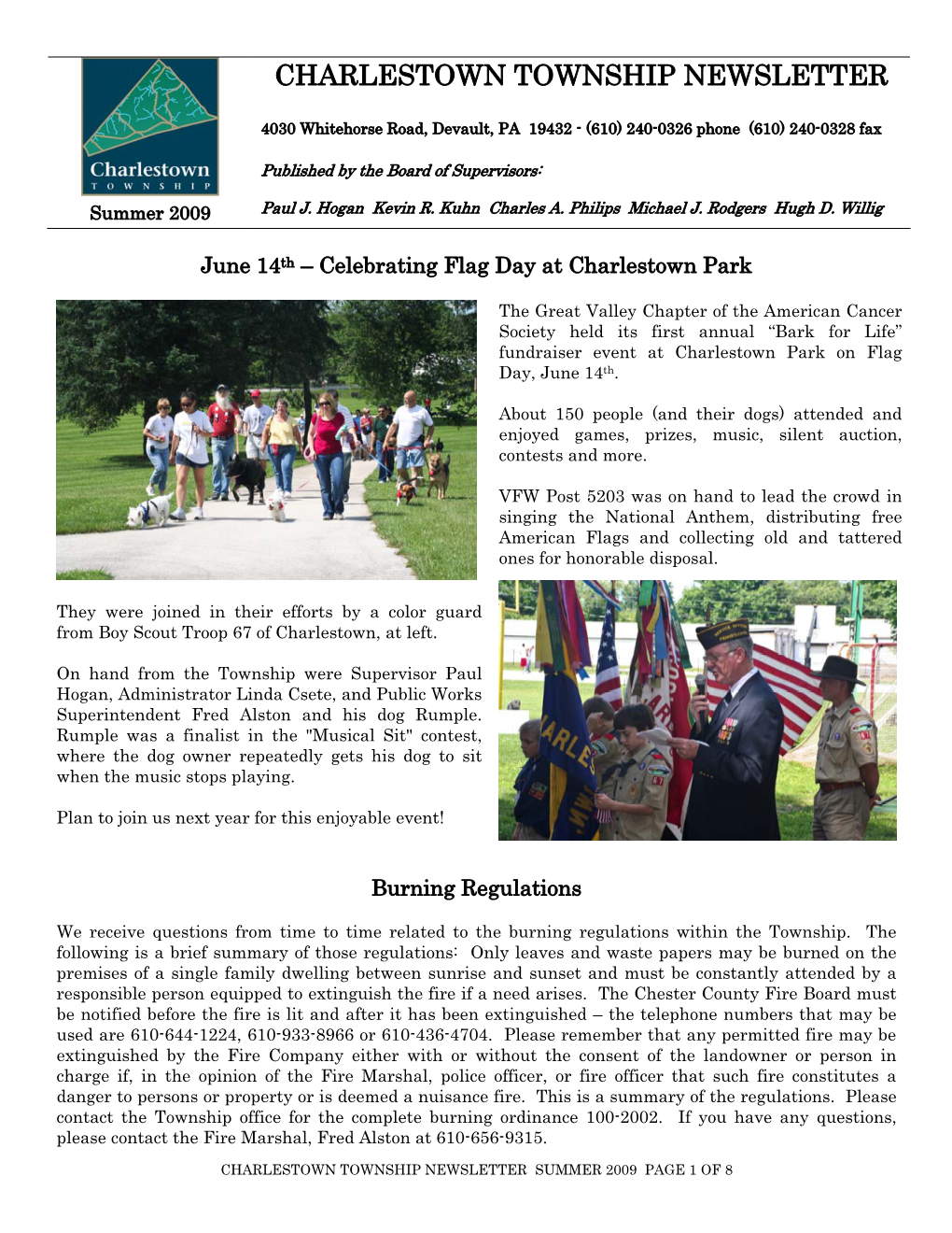 Charlestown Township Newsletter – Summer 2009