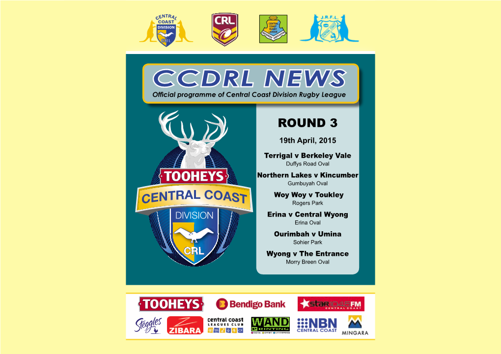 CCDRL NEWS Official Programme of Central Coast Division Rugby League