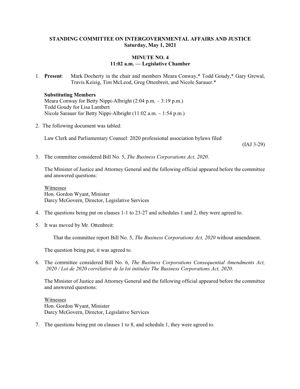 Standing Committee on Human Services