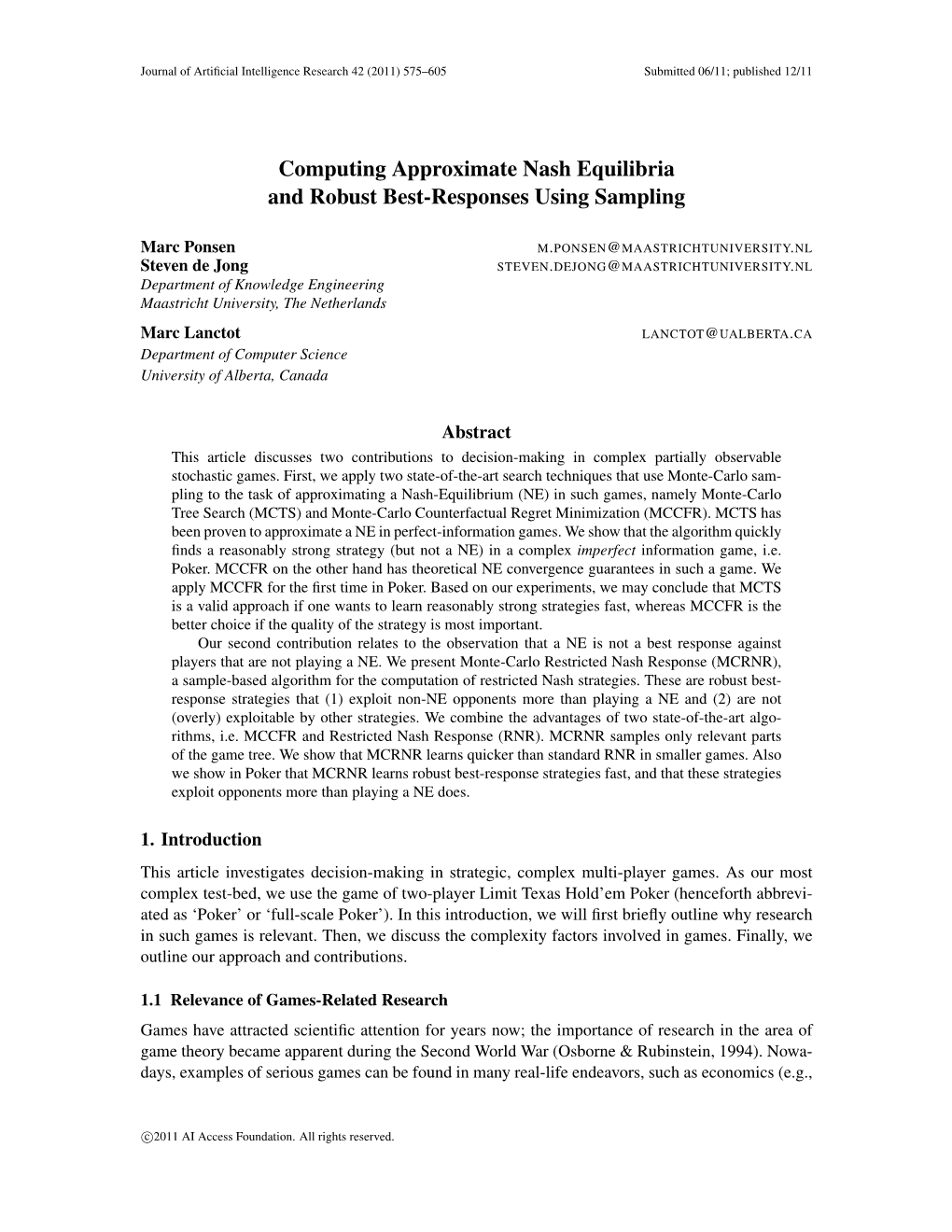 Computing Approximate Nash Equilibria and Robust Best-Responses Using Sampling