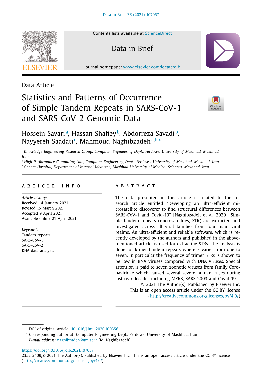Statistics and Patterns of Occurrence of Simple Tandem Repeats in SARS-Cov-1 and SARS-Cov-2 Genomic Data