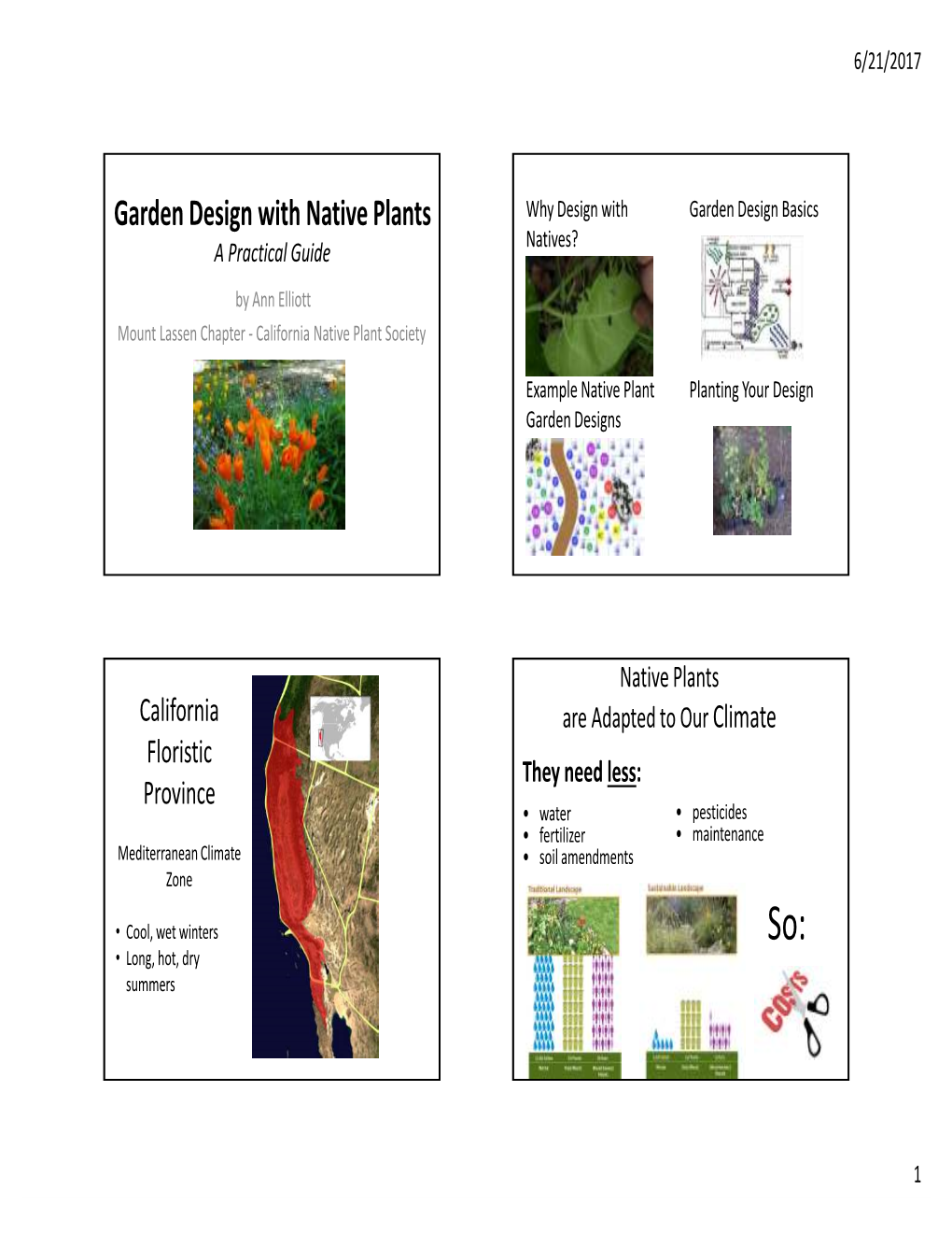 Garden Design with Native Plants Why Design with Garden Design Basics a Practical Guide Natives? by Ann Elliott Mount Lassen Chapter - California Native Plant Society