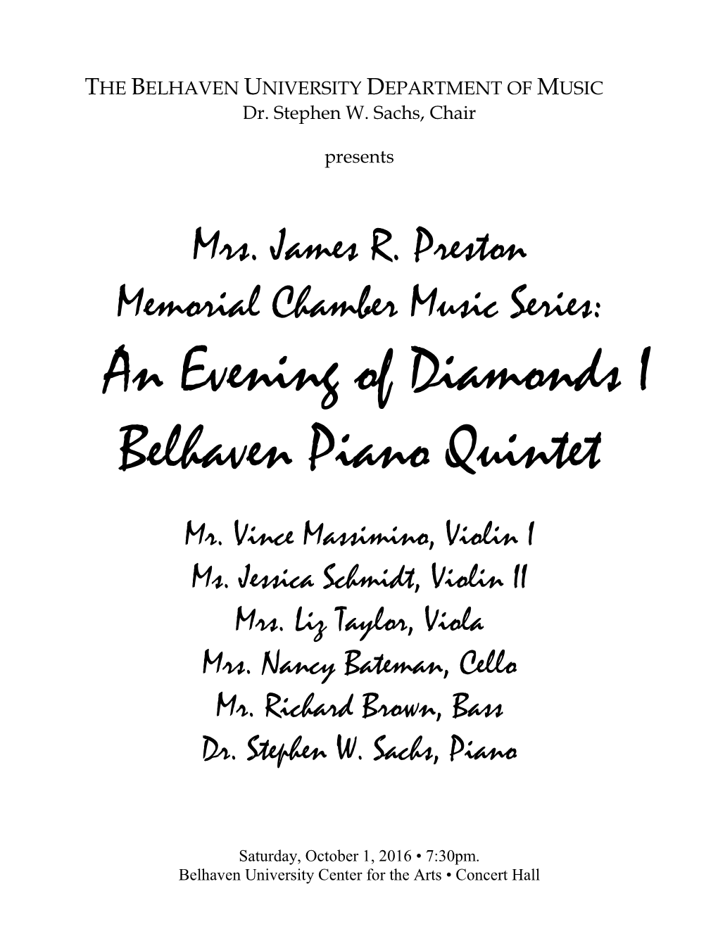 An Evening of Diamonds I: Piano Quintets