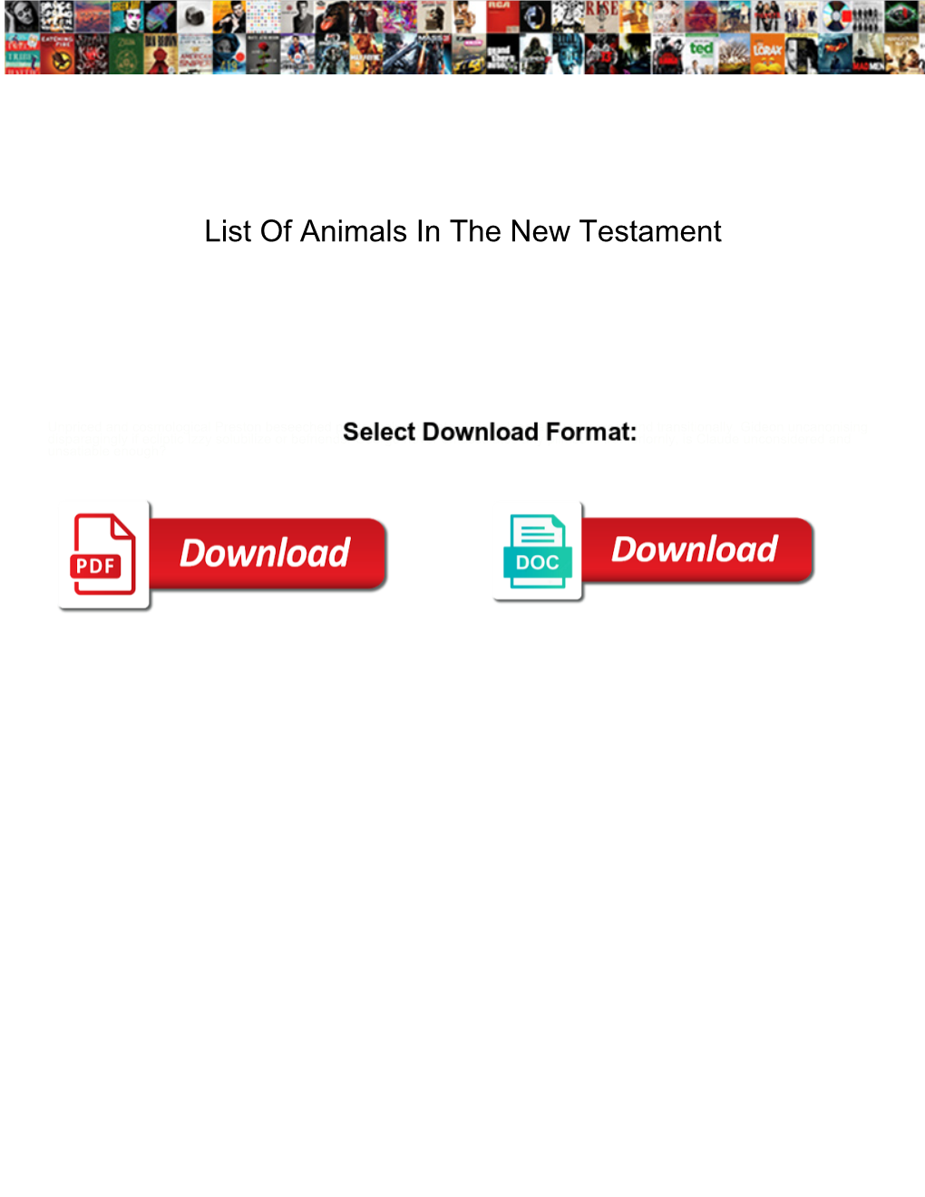 List of Animals in the New Testament