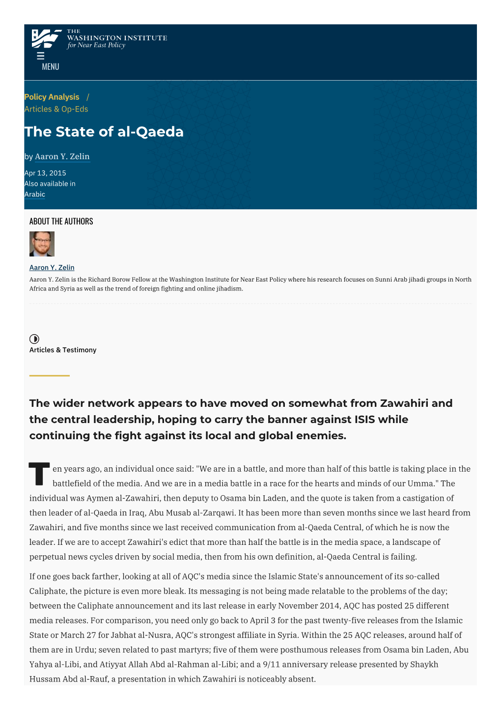 The State of Al-Qaeda | the Washington Institute