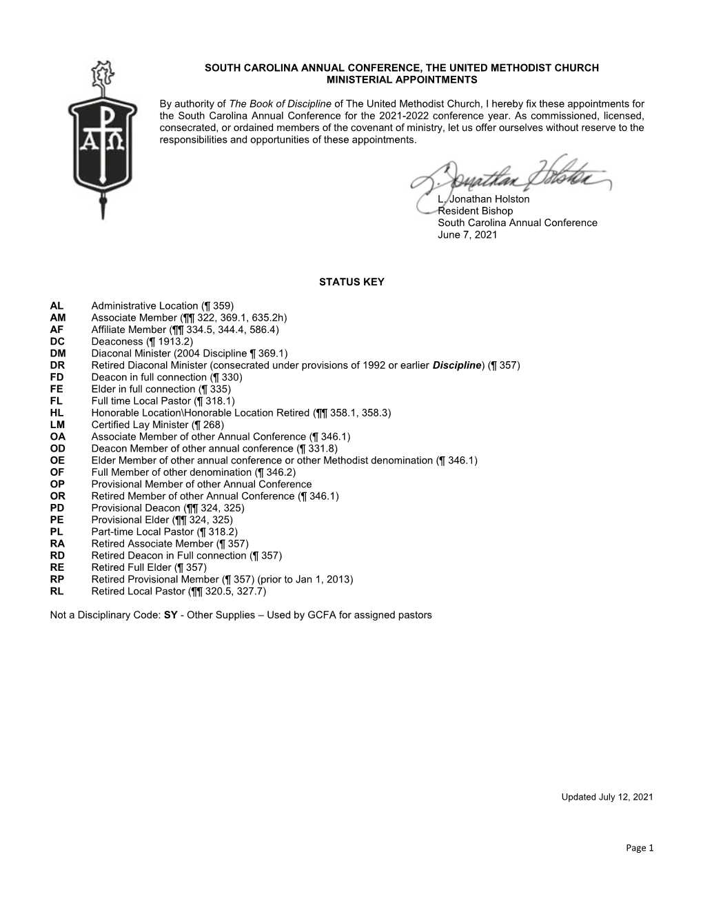 Ministerial Appointments