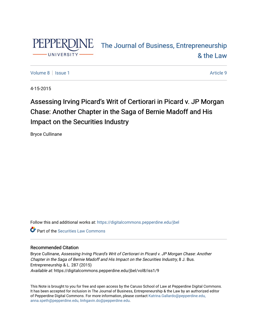 Assessing Irving Picard's Writ of Certiorari in Picard V. JP Morgan Chase