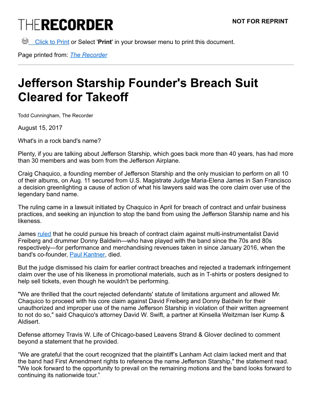 Jefferson Starship Founder's Breach Suit Cleared for Takeoff