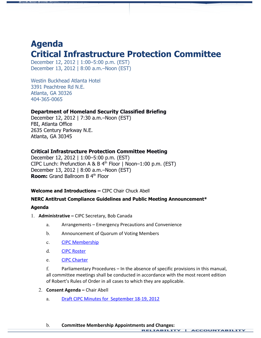 Critical Infrastructure Protection Committee