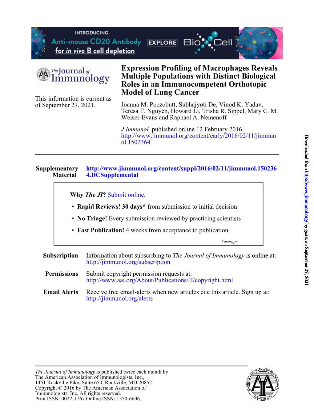 Expression Profiling of Macrophages Reveals Multiple Populations With