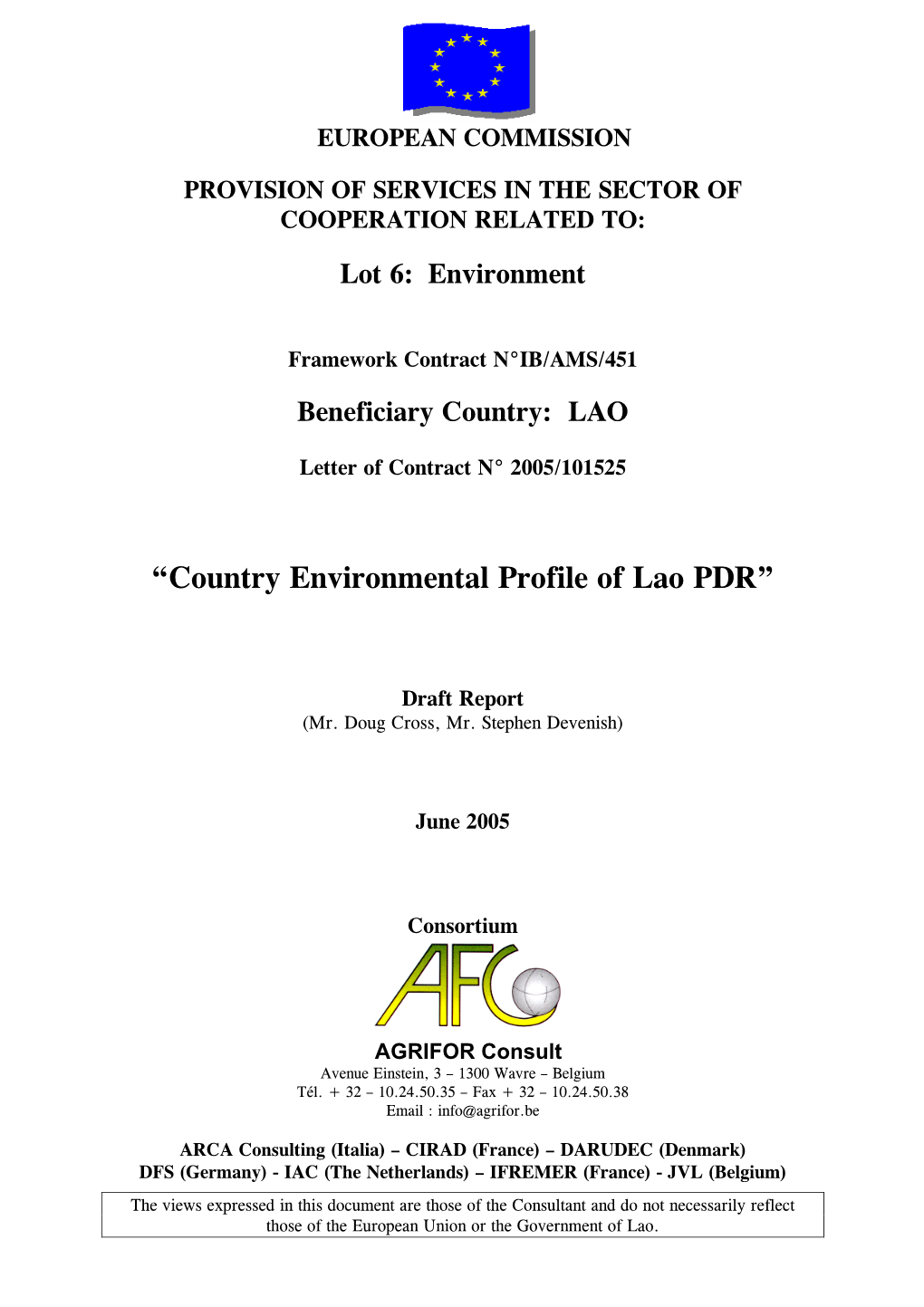 “Country Environmental Profile of Lao PDR”