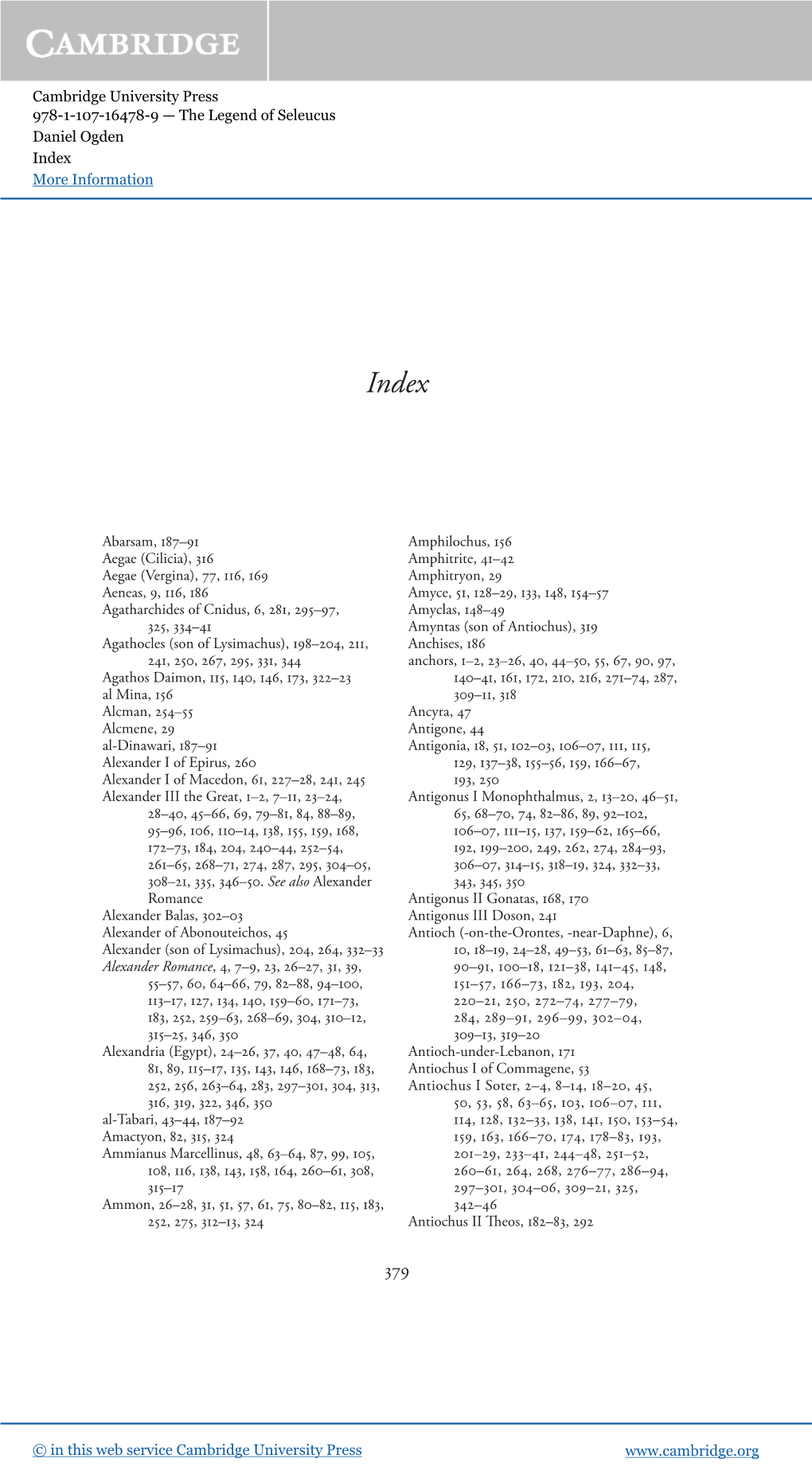 The Legend of Seleucus Daniel Ogden Index More Information Www