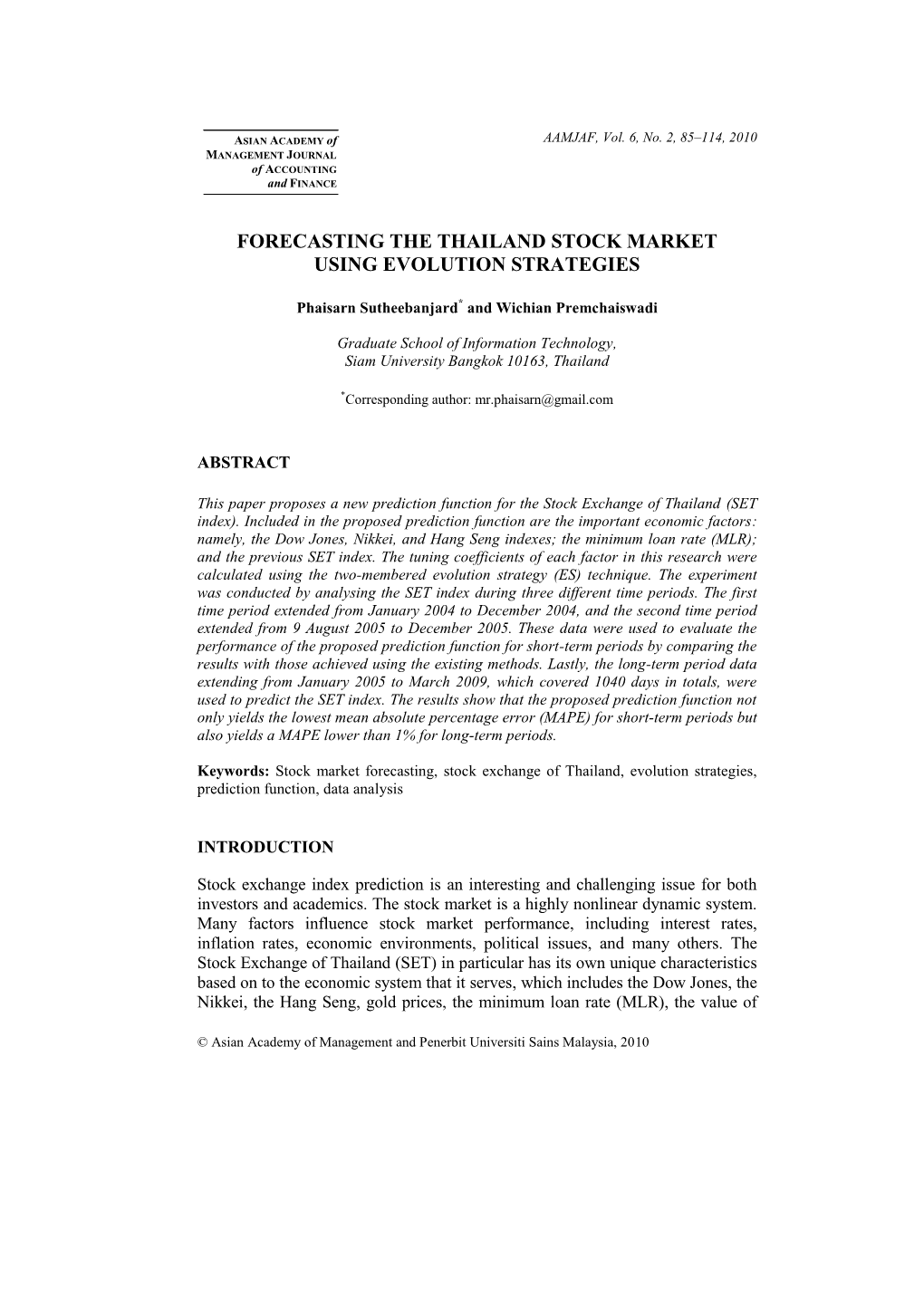 An Analysis and Prediction of Stock Exchange of Thailand Index