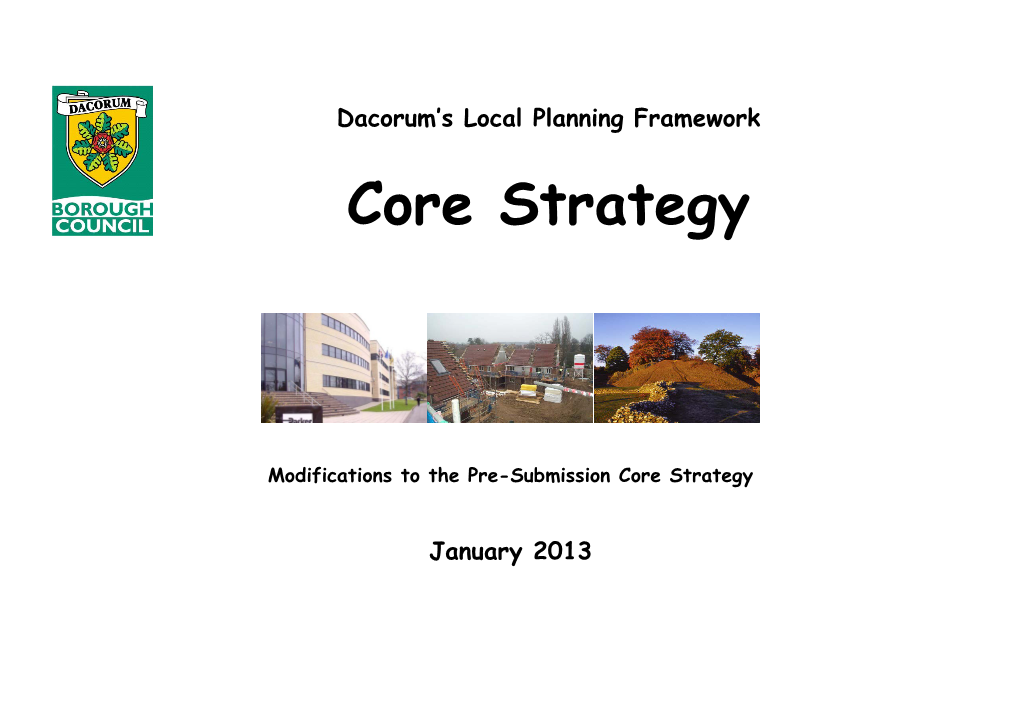 Modifications to the Pre-Submission Core Strategy 2013