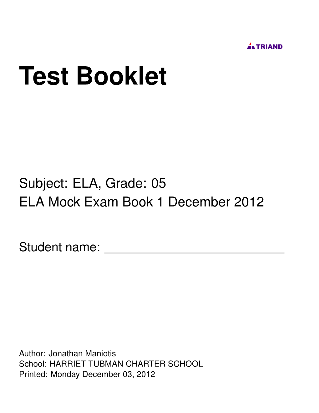 Test Booklet