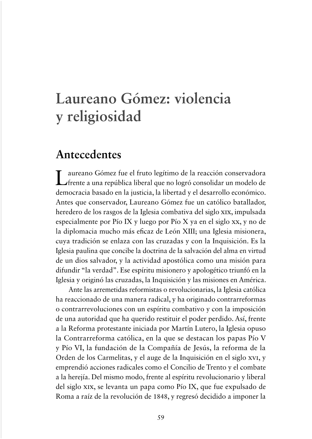 Laureano Gómez: Violencia Y Religiosidad