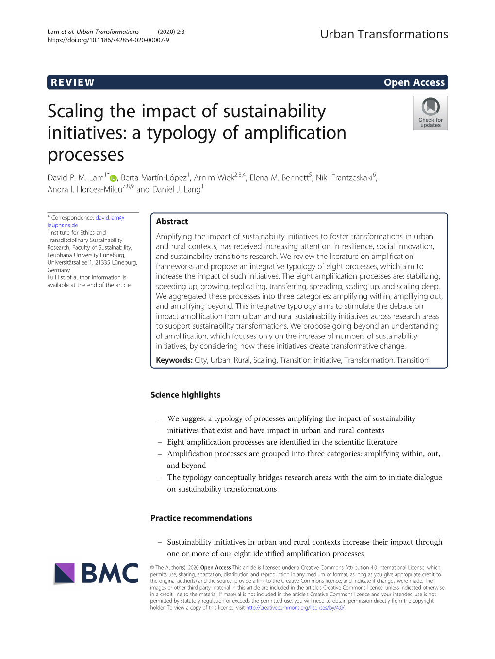 Scaling the Impact of Sustainability Initiatives: a Typology of Amplification Processes David P