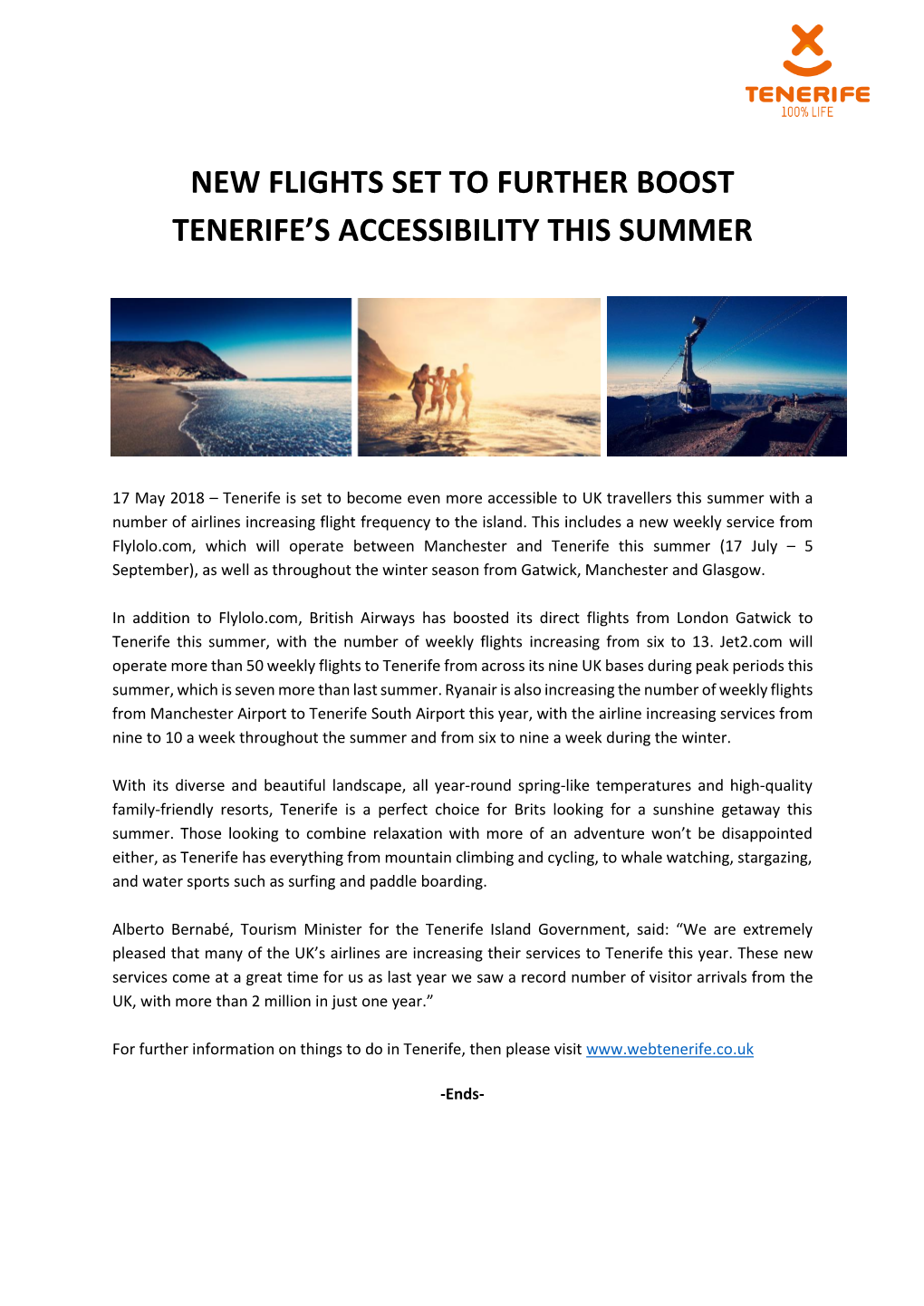 New Flights Set to Further Boost Tenerife’S Accessibility This Summer