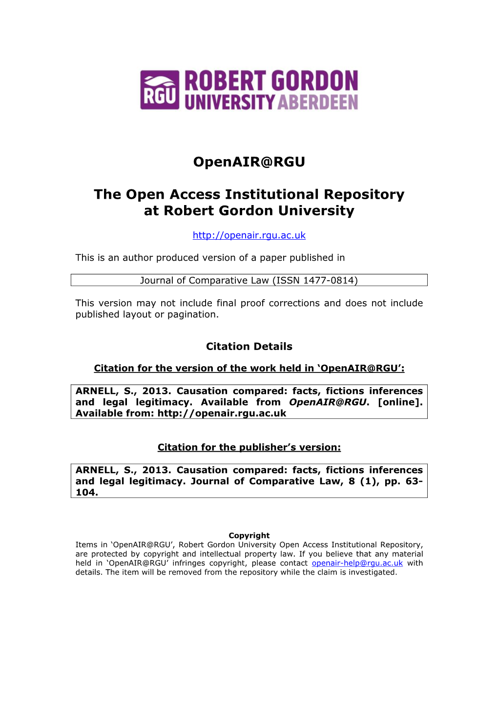 Openair@RGU the Open Access Institutional Repository at Robert