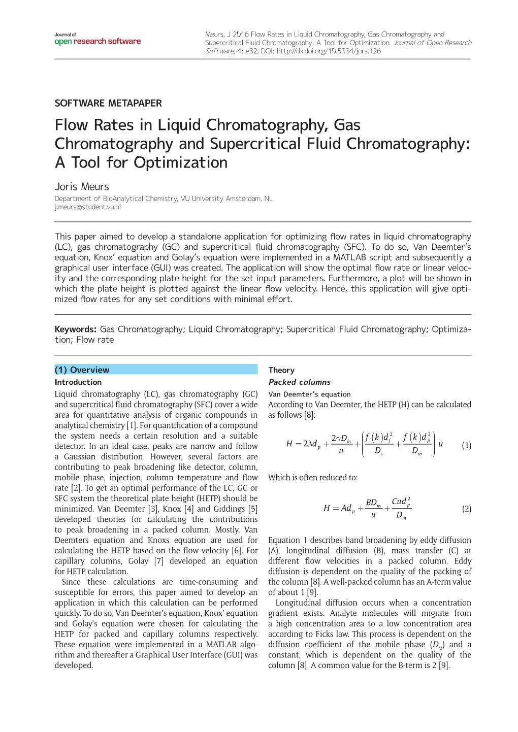 Flow Rates in Liquid Chromatography, Gas Chromatography and Open Research Software Supercritical Fluid Chromatography: a Tool for Optimization