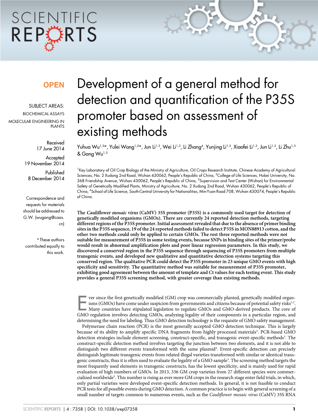Development of a General Method for Detection and Quantification of The