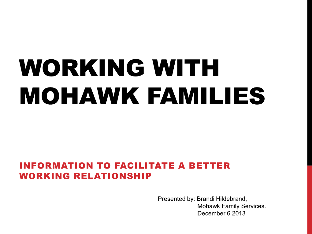 Working with Mohawk Families Presentation