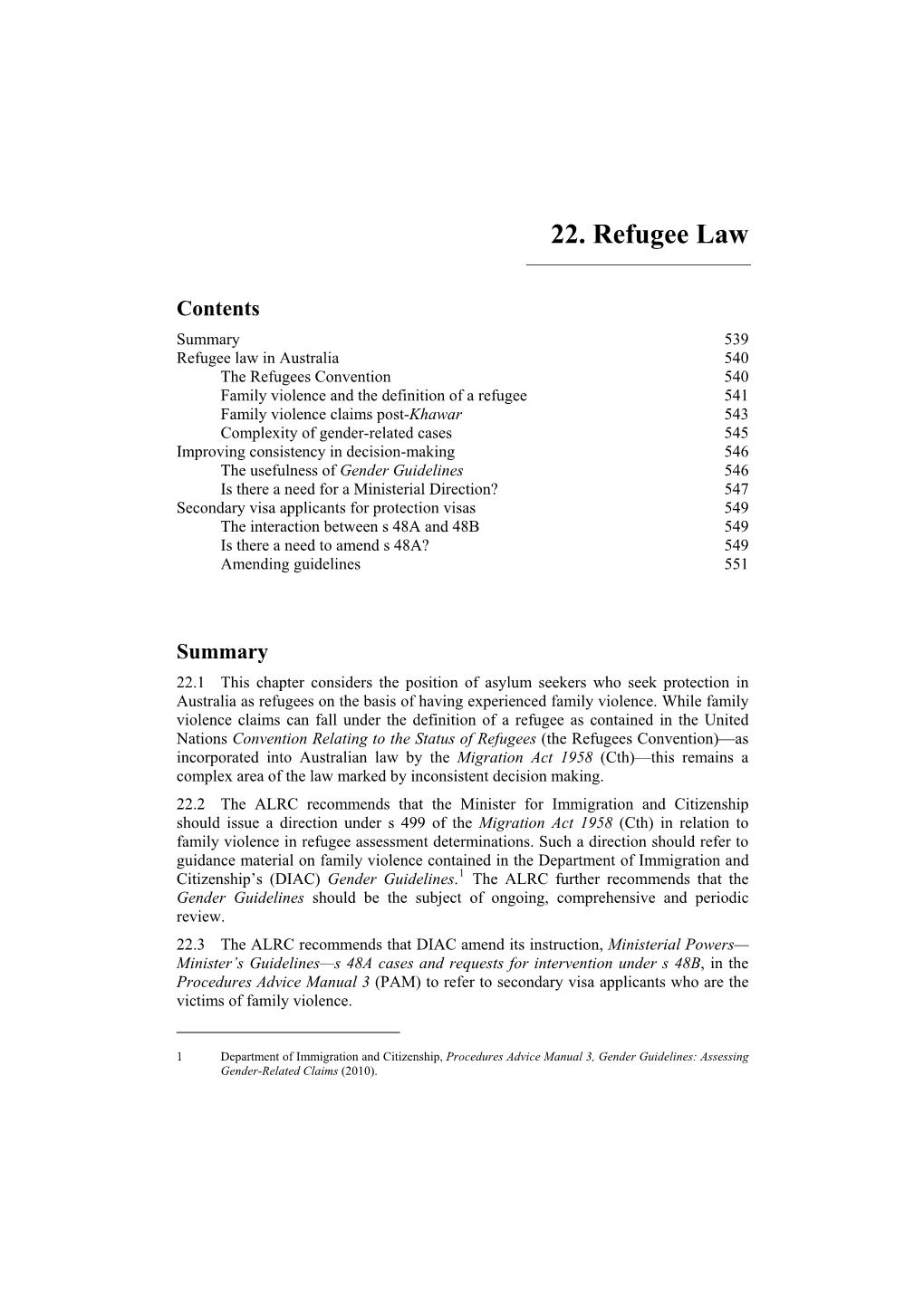 22. Refugee Law