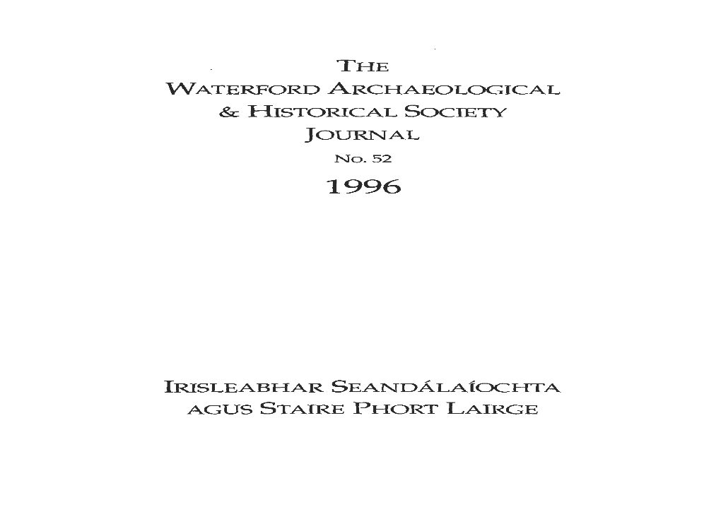 The Waterford Archaeological & Historical Society Journal No. 52 1996